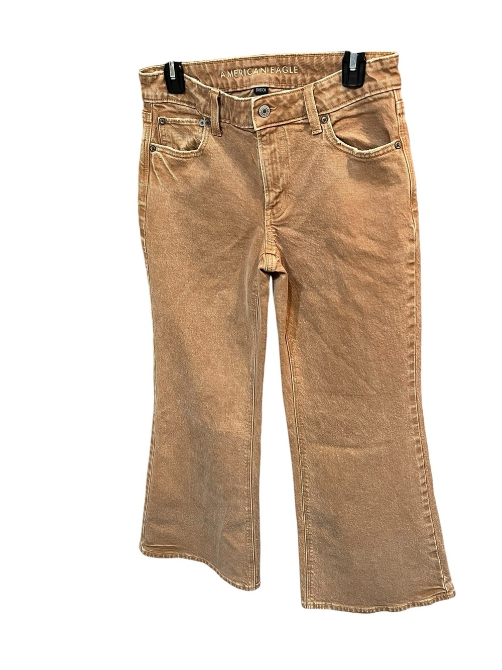 AE Khaki Colored Denim Low Rise Flare Jeans - Tan/Light Brown - Size 6 - Picture 5 of 11